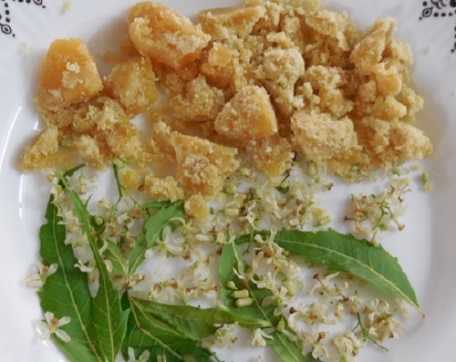 Chitra Amma's Kitchen: Happy Ugadi with Bevu Bella (Neem Jaggery) and Mangai Pachadi(Mango Jam)